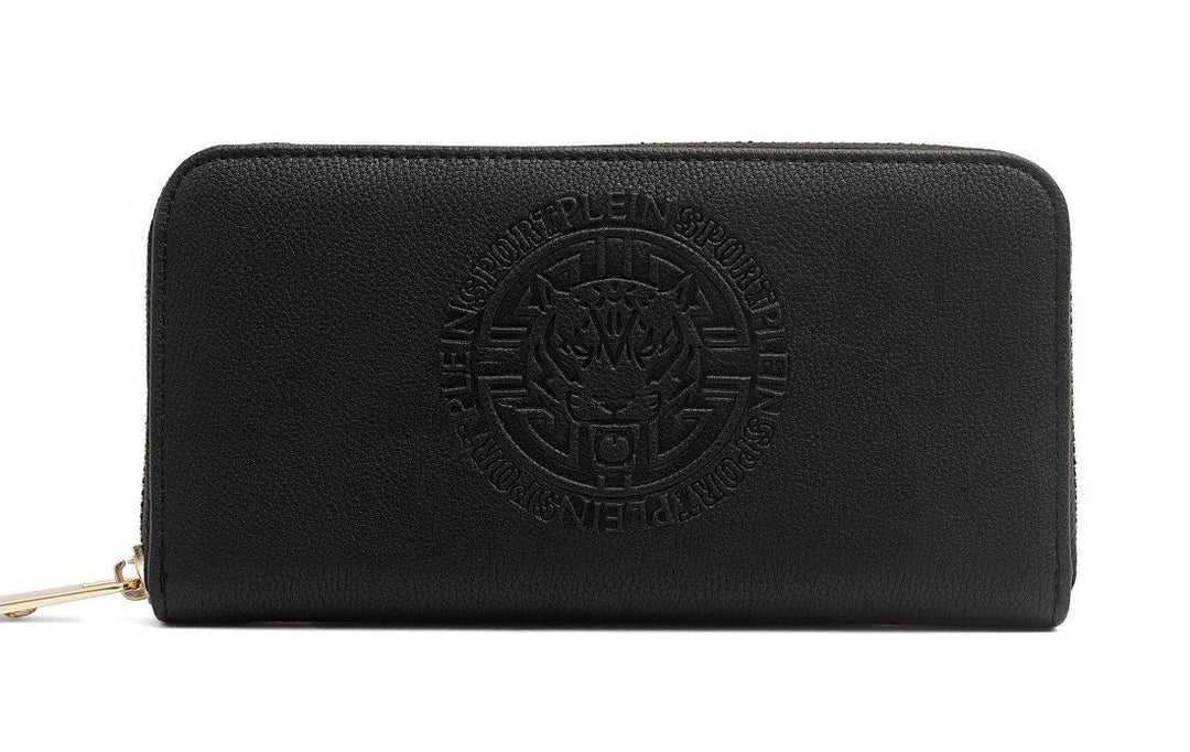 Plein Sport Sleek Black Zippered Wallet with Logo