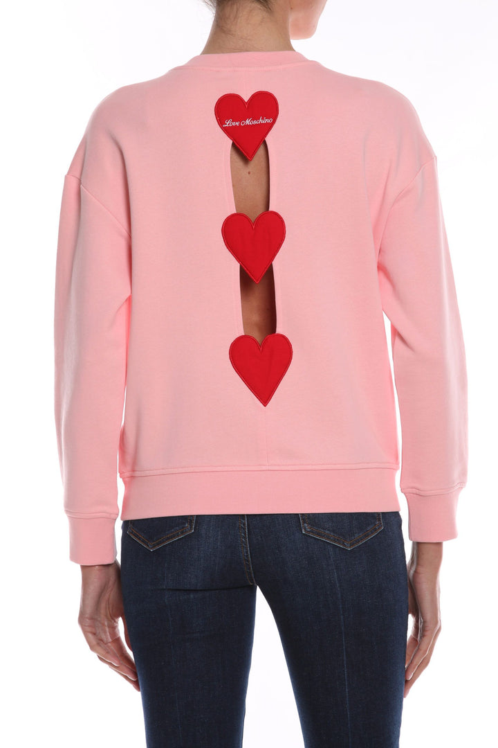 Love Moschino Chic Hearts Back Slit Crewneck Sweatshirt