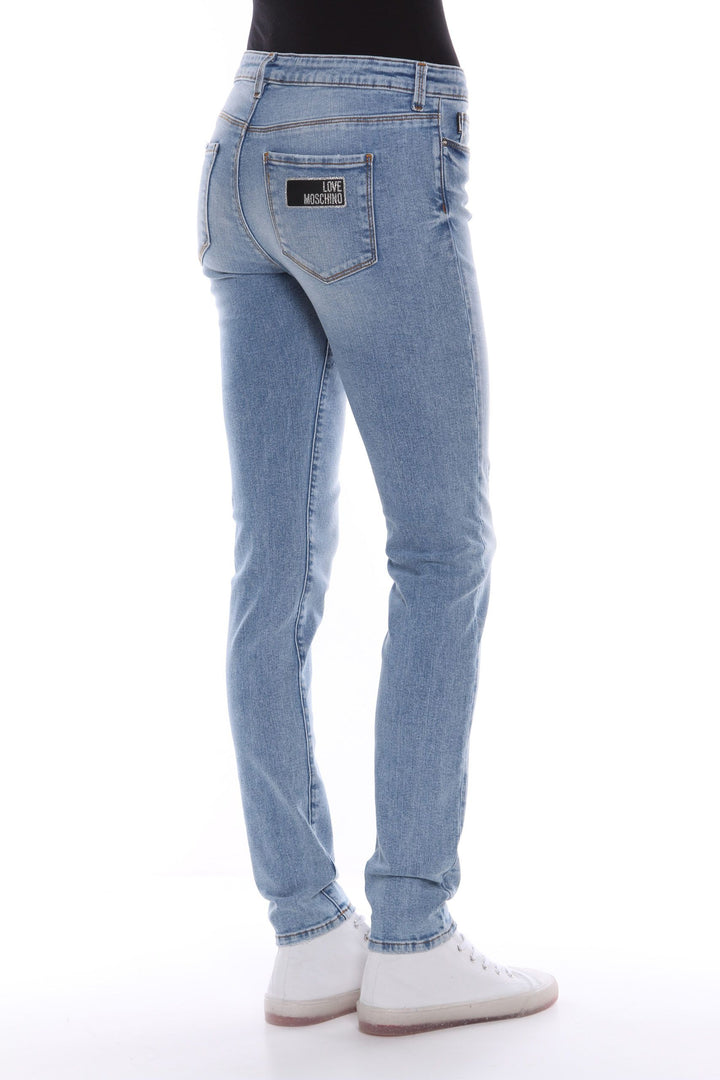 Love Moschino Chic Glitter-Logo Washed Jeans