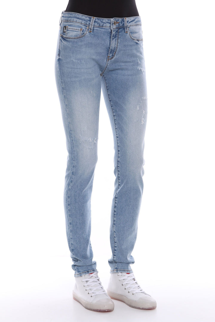 Love Moschino Chic Glitter-Logo Washed Jeans