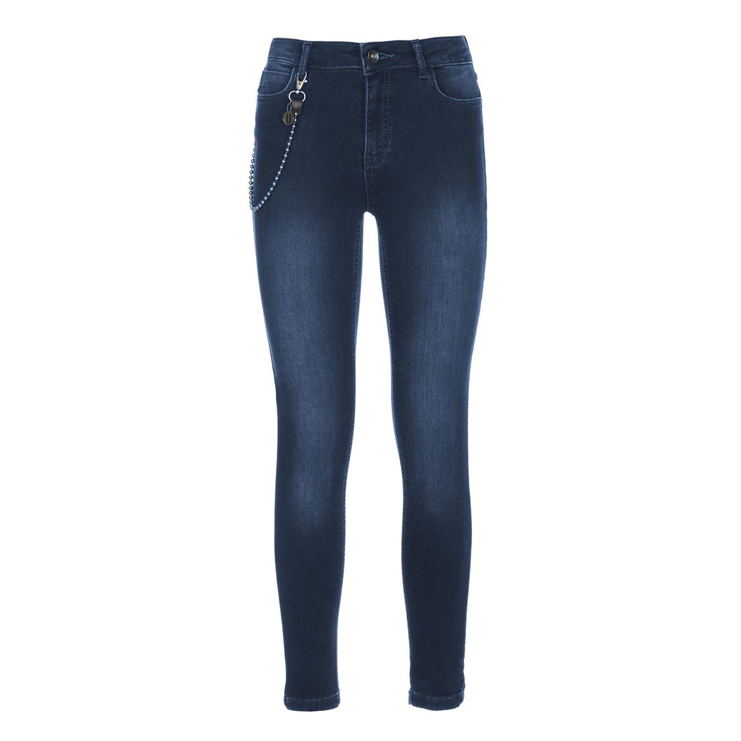 Imperfect Chic Lightly Washed Blue Slim-Fit Jeans with Chain Detail