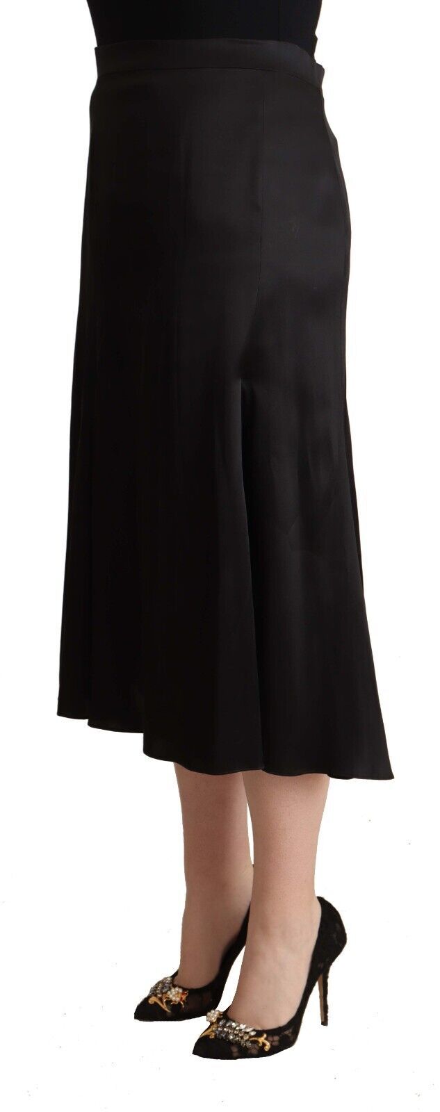 Blumarine Elegant High Waist Midi Black Skirt