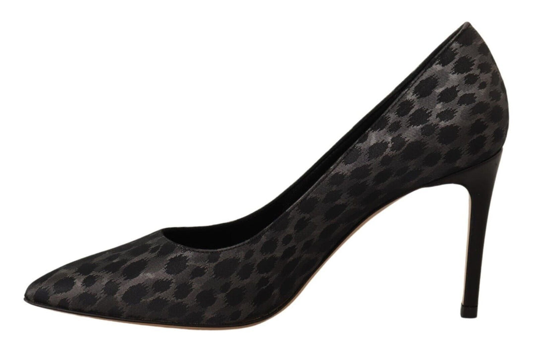 Sofia Elegant Black Leopard Print Leather Heels