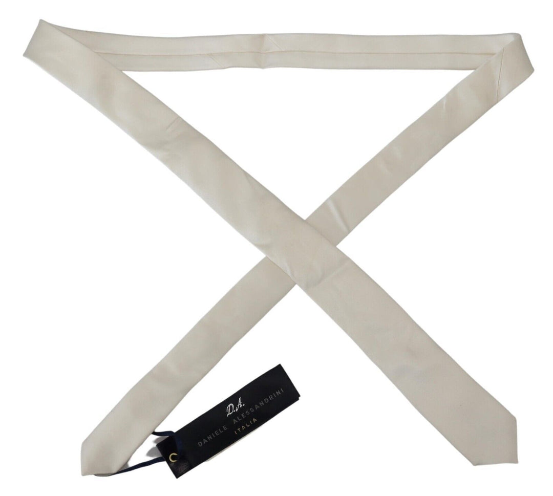 Daniele Alessandrini Exclusive Silk Bow Tie in Off White