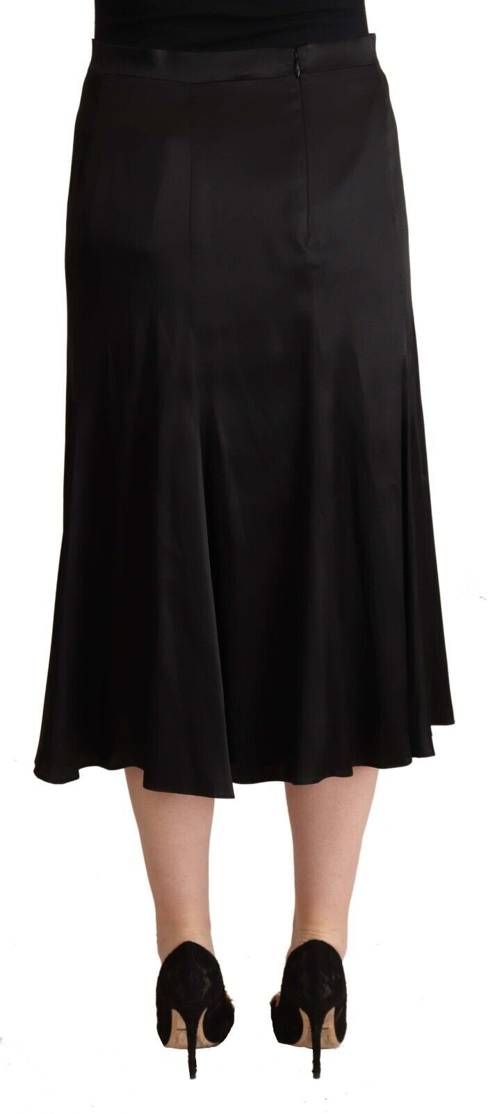 Blumarine Elegant High Waist Midi Black Skirt