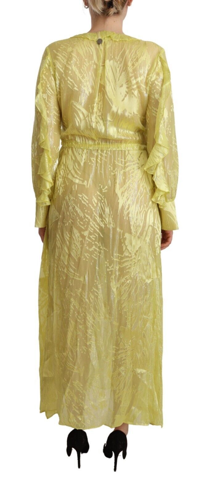 Patrizia Pepe Sunshine Silk Blend Maxi Dress - Long Sleeves & Plunge