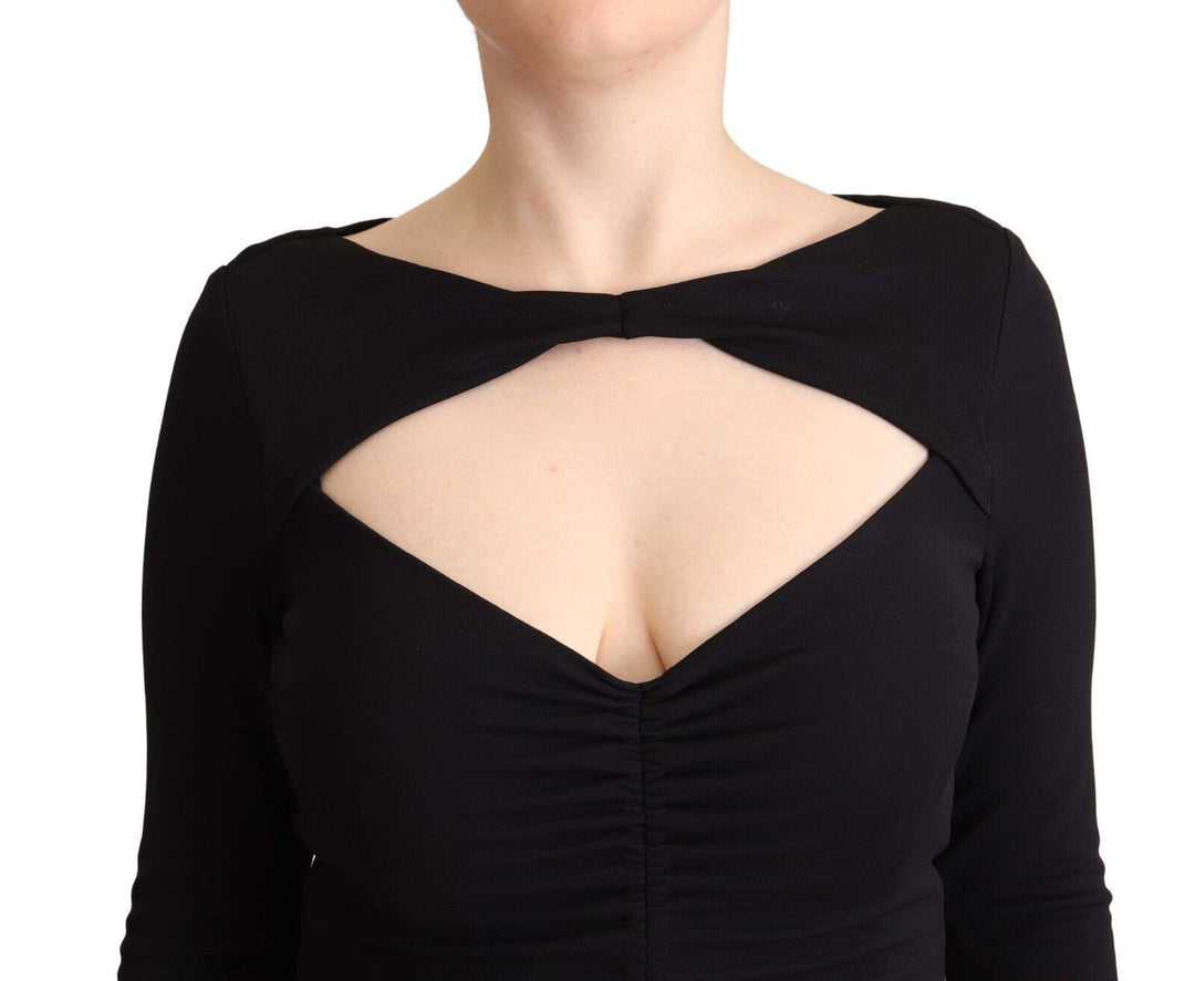 PINKO Elegant Black Nylon Stretch Maxi Dress