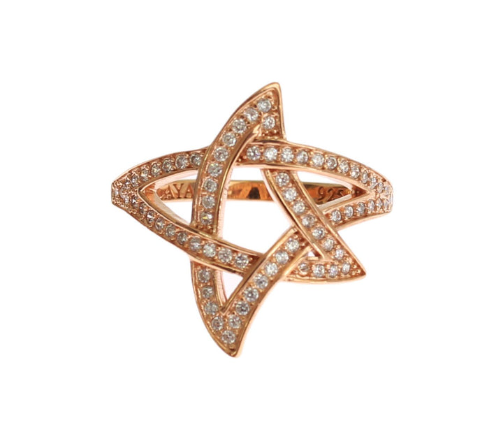 Nialaya Pink Gold Plated Silver CZ Crystal Ring
