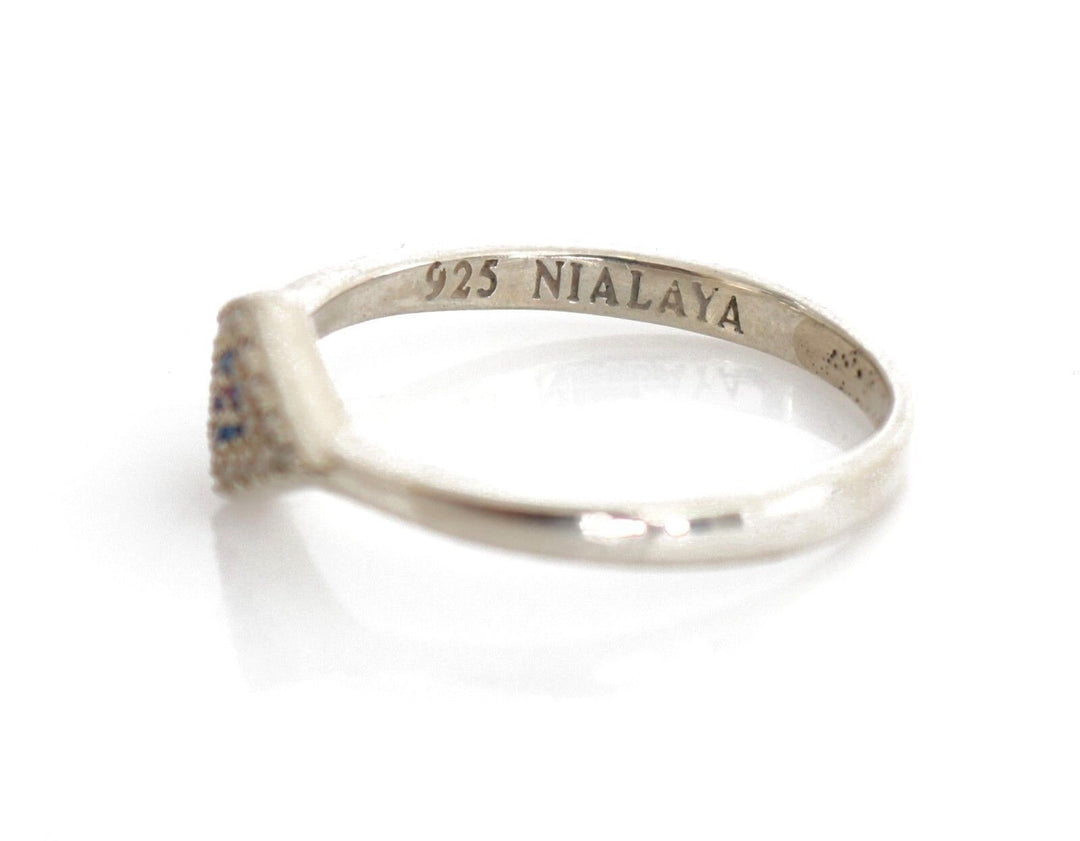 Nialaya Elegant Silver CZ Crystal Encrusted Ring