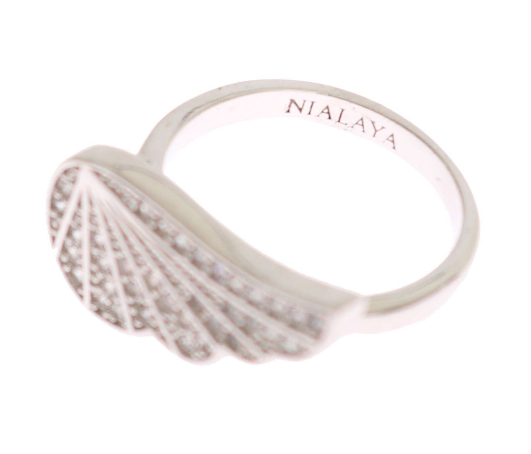 Nialaya Elegant Sterling Silver CZ Crystal Ring