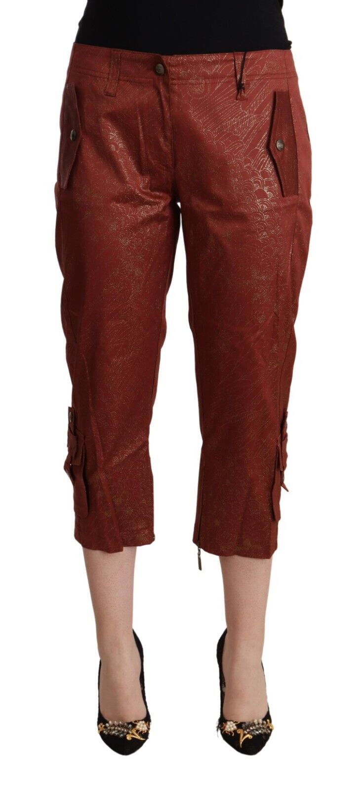Just Cavalli Chic Brown Cropped Cotton Pants