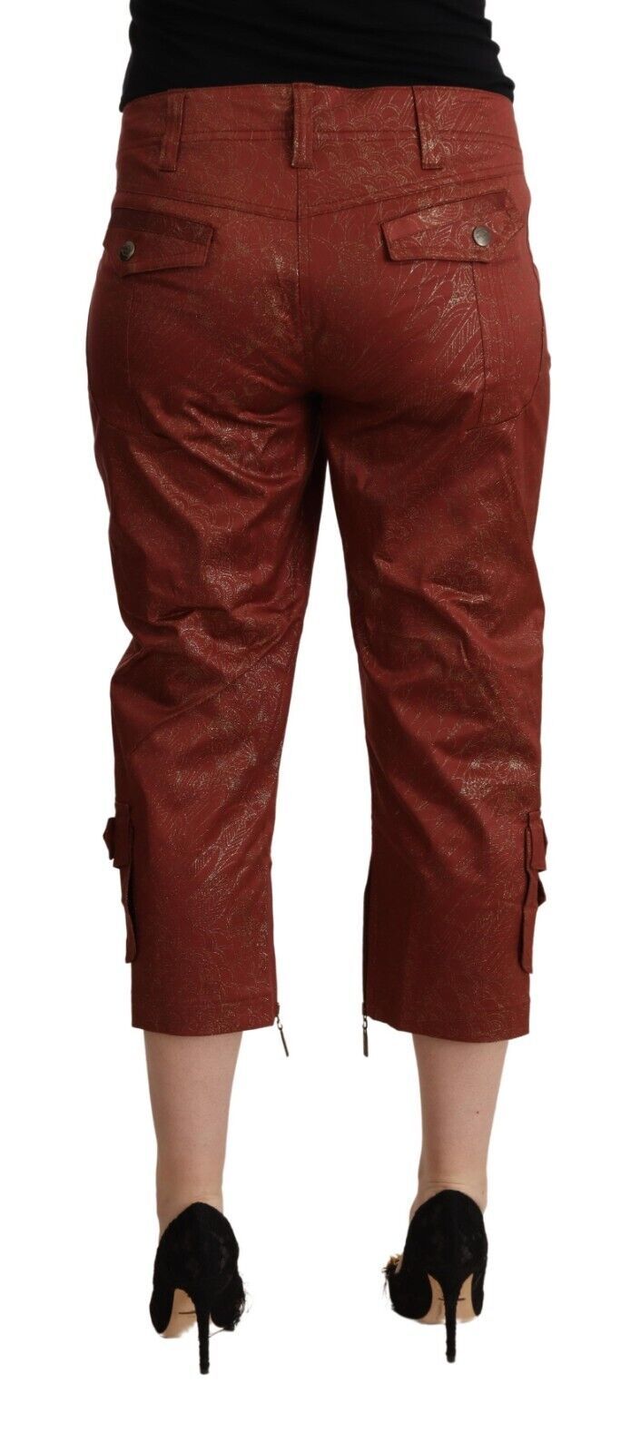 Just Cavalli Chic Brown Cropped Cotton Pants