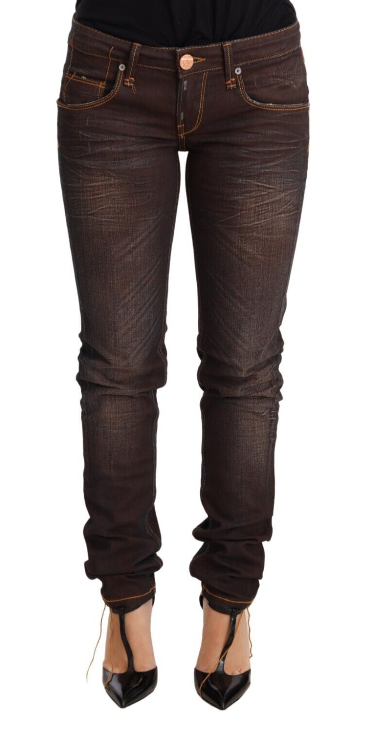 Acht Chic Low Waist Skinny Brown Jeans