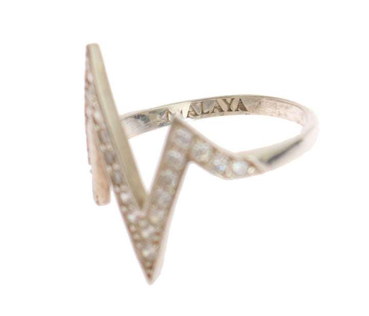 Nialaya Radiant Silver Crystal Encrusted Ring