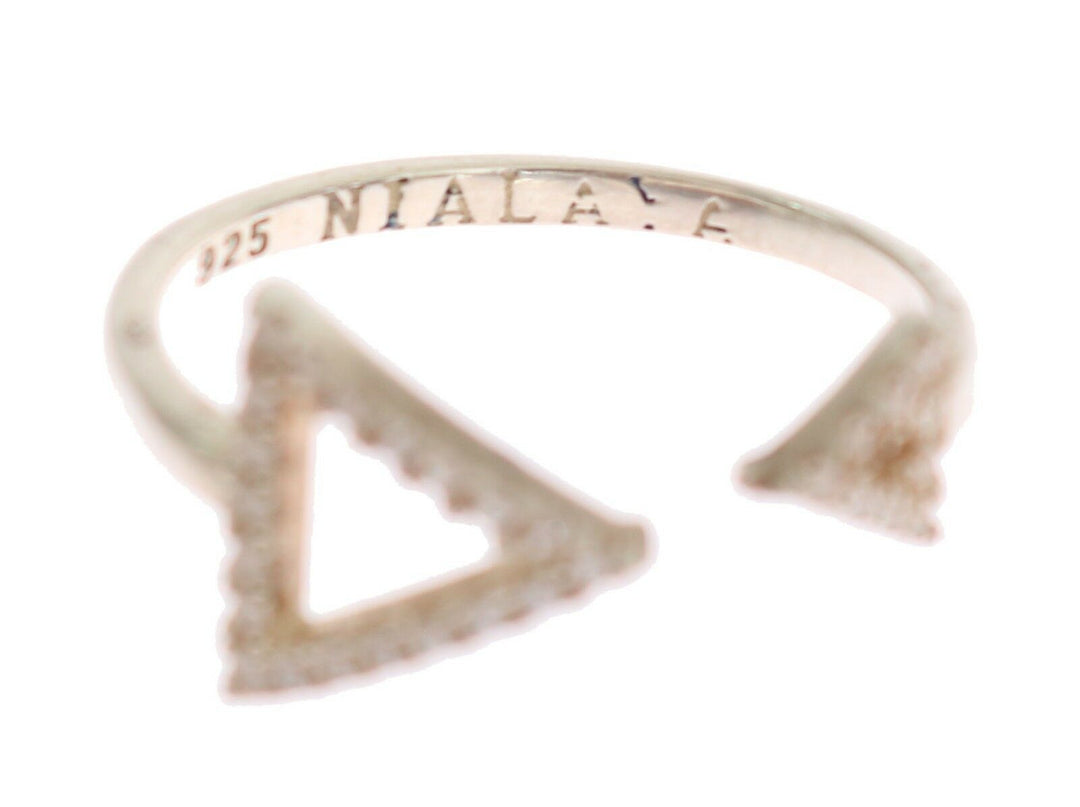 Nialaya Elegant Silver CZ Crystal Ring - Womens Accessory