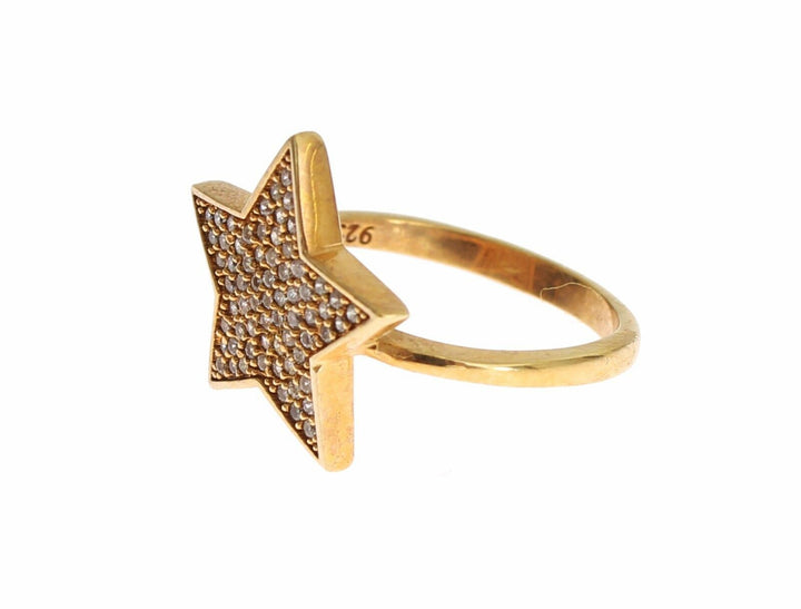 Nialaya Elegant Gold-Plated Sterling Silver Ring with CZ Crystals