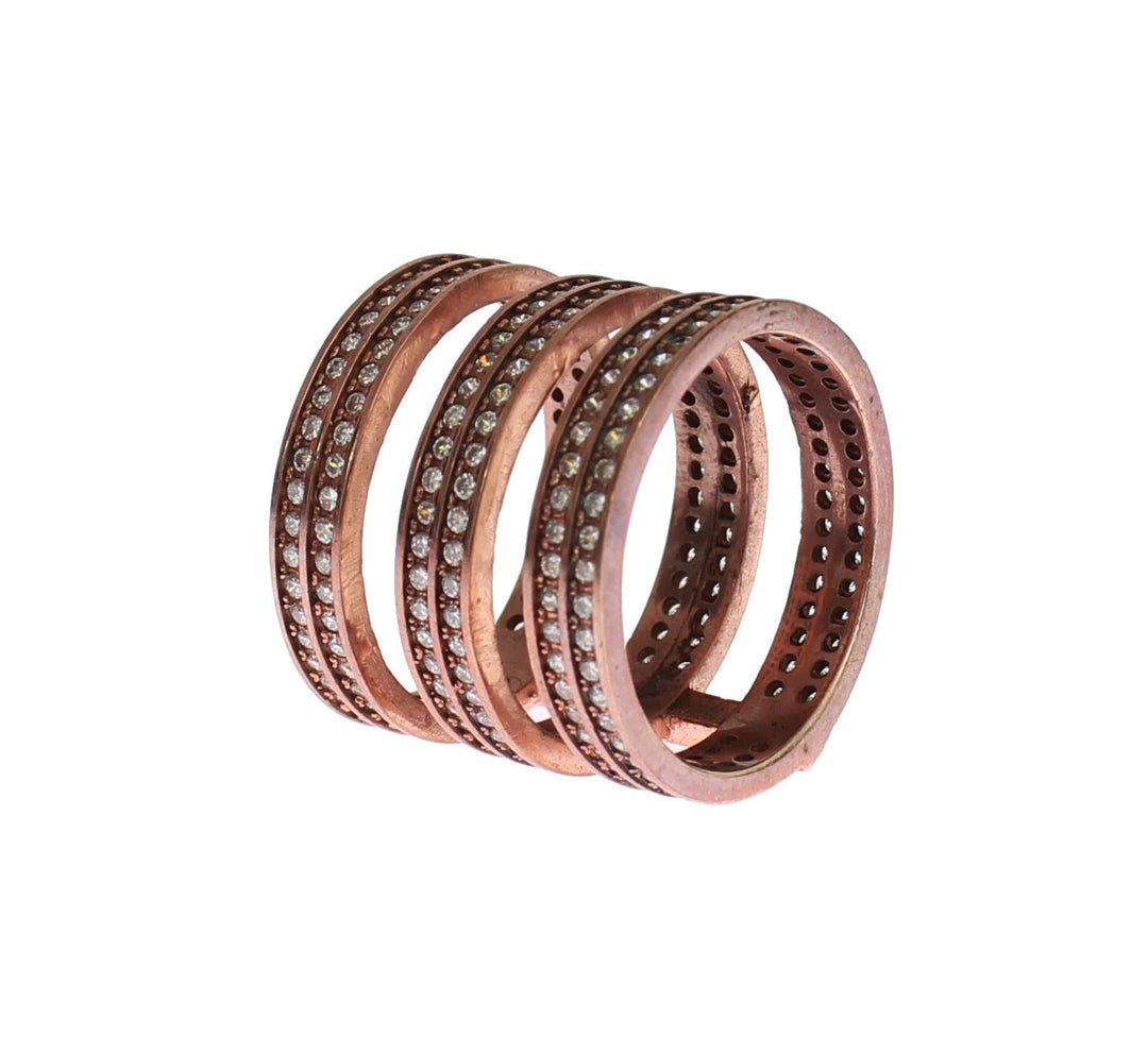Nialaya Dazzling Pink Gold Plated CZ Crystal Ring