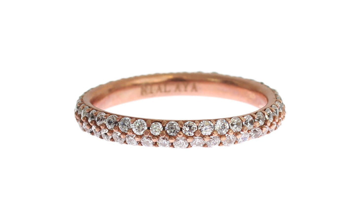 Nialaya Chic Pink Crystal-Encrusted Silver Ring