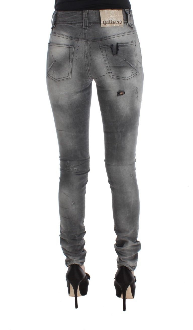 John Galliano Chic Gray Slim Fit Designer Jeans