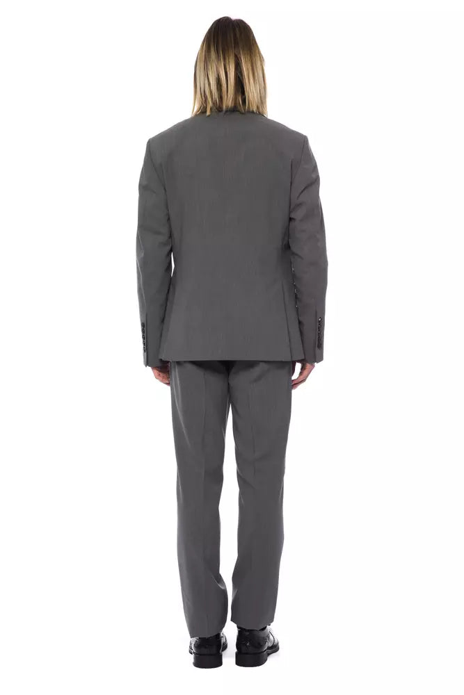 Billionaire Italian Couture Elegant Gray Wool Two-Button Designer Suit