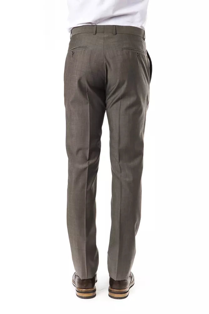 Uominitaliani Elegant Gray Woolen Suit Pants - Drop 7 Cut