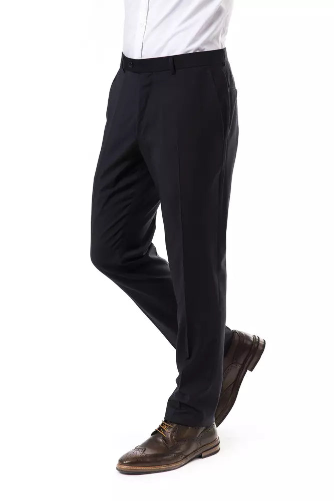 Uominitaliani Elegant Gray Woolen Suit Pants for Gentlemen