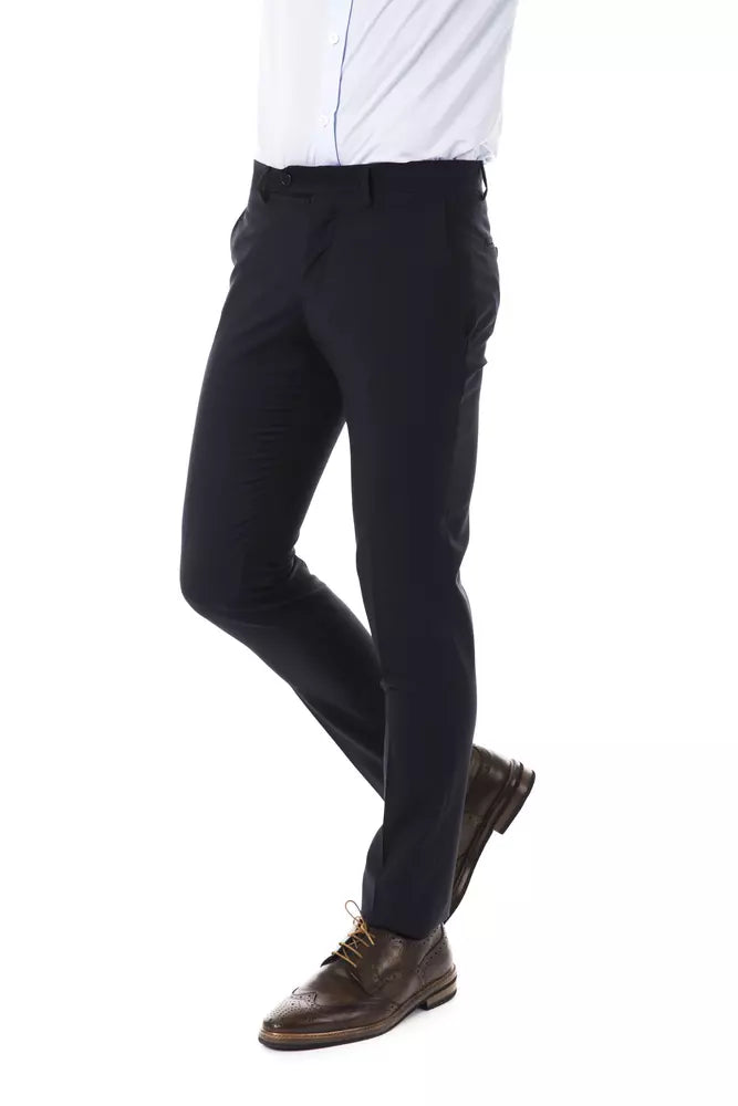 Uominitaliani Elegant Gray Woolen Suit Pants - Drop 8 Cut