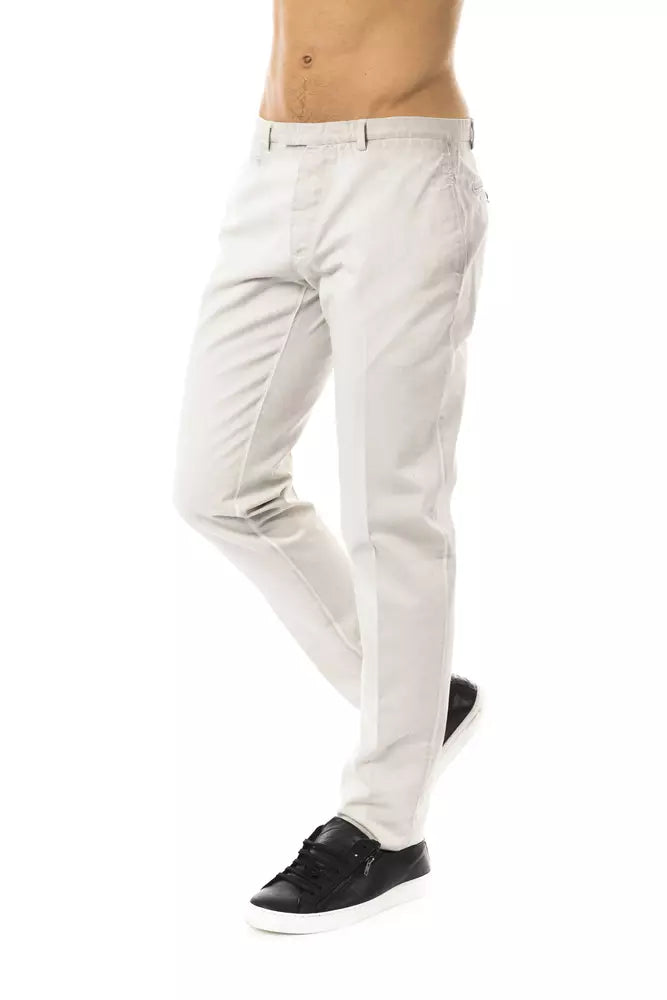 Uominitaliani Elegant Gray Casual Cotton Pants