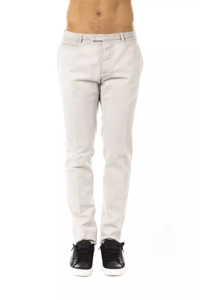 Uominitaliani Elegant Gray Casual Cotton Pants
