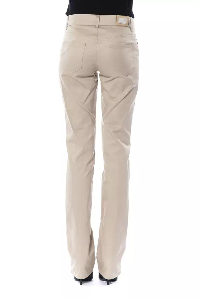 BYBLOS Elegant Beige Cotton Trousers