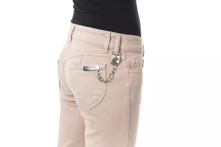 BYBLOS Elegant Beige Slim Fit Pants with Unique Chain Detail