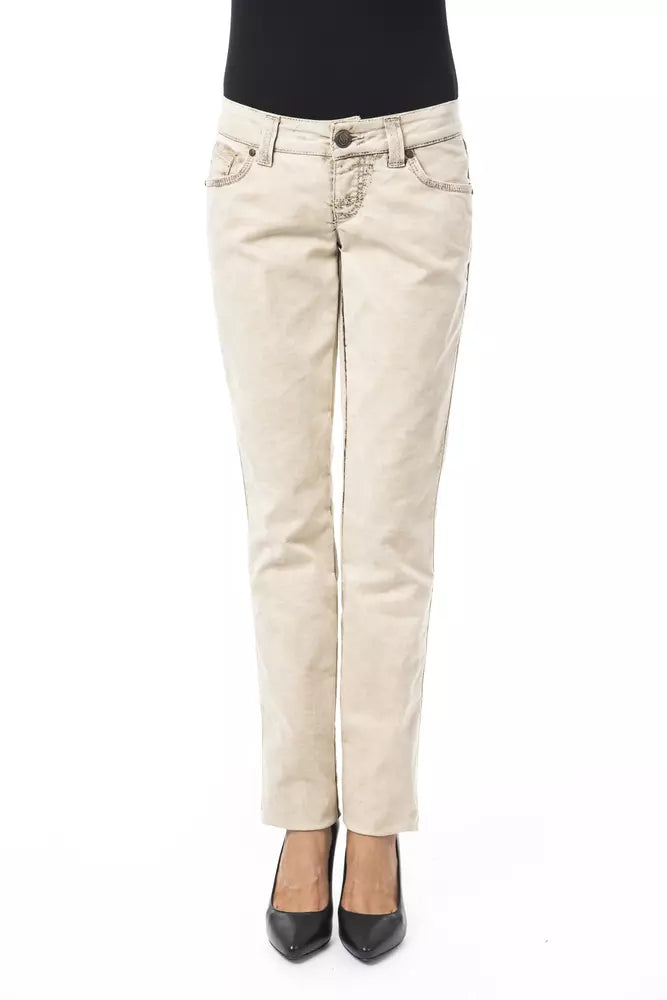 BYBLOS Chic Beige Slim Fit Artisanal Jeans