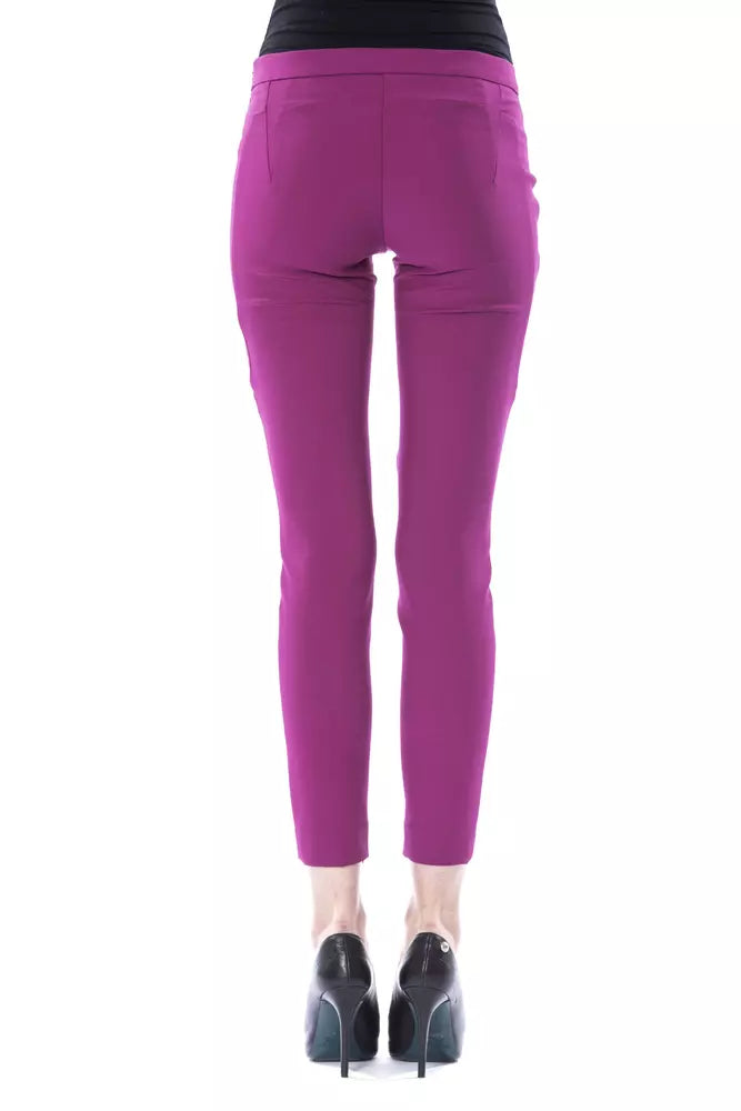 BYBLOS Elegant Purple Skinny Pants with Chic Zip Detail