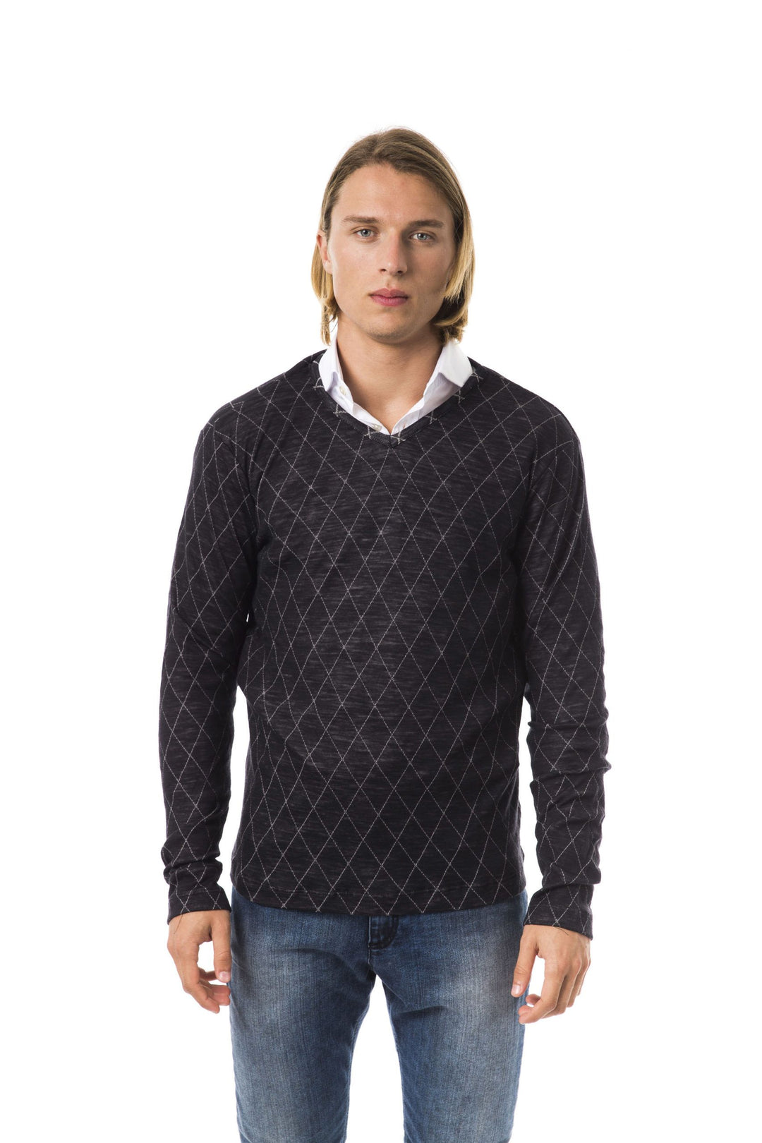 BYBLOS Elegant V-Neck Patterned Sweater