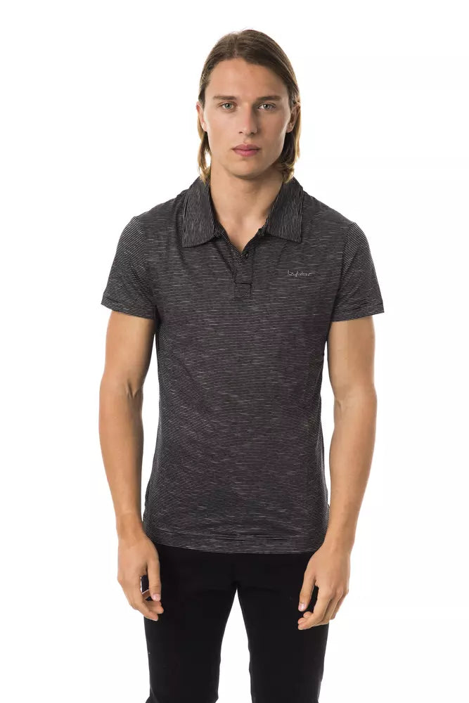 BYBLOS Elegant Striped Short Sleeve Polo Shirt