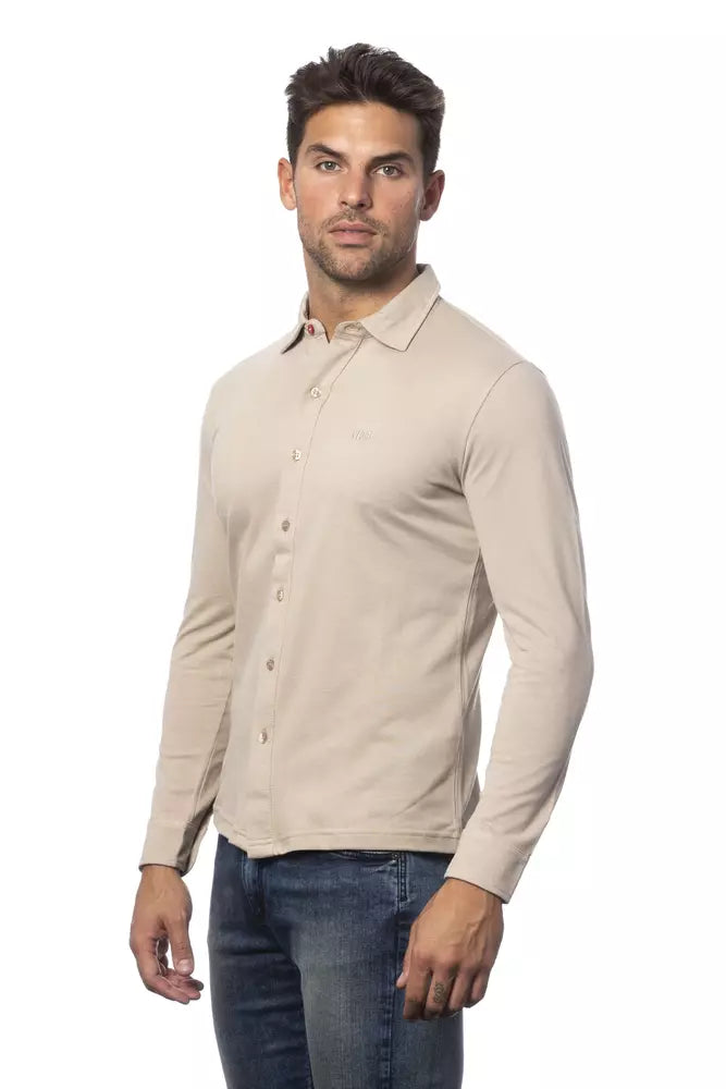 Verri Elegant Beige Regular Fit Cotton Shirt