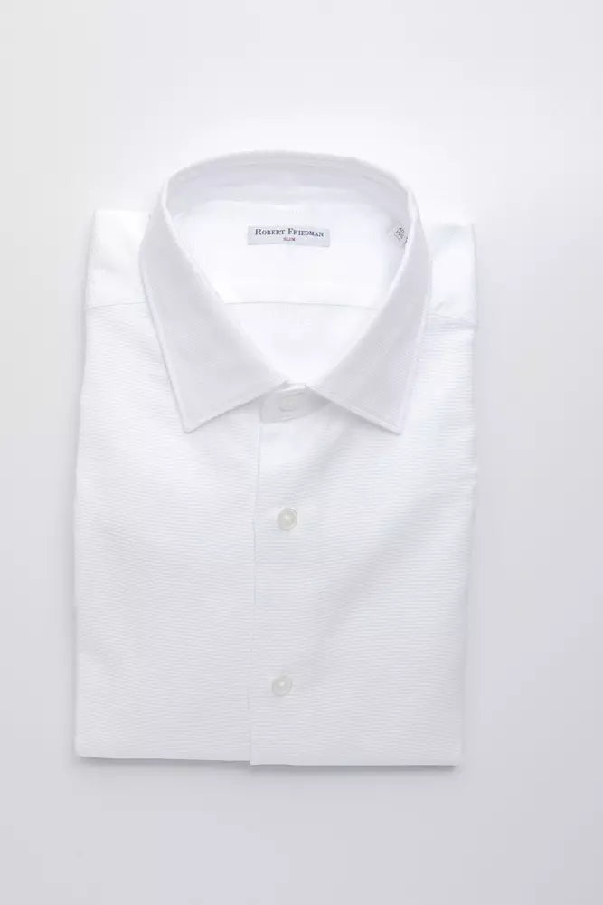 Robert Friedman Elegant White Slim-Fit Cotton Shirt