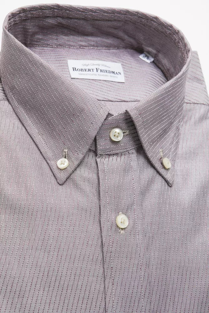 Robert Friedman Beige Cotton Button Down Men's Shirt