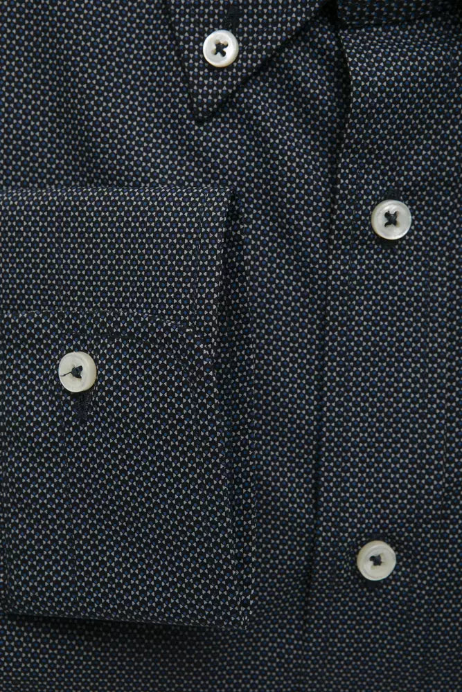 Robert Friedman Elegant Black Cotton Button-Down Shirt