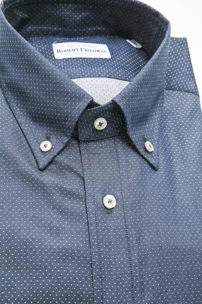 Robert Friedman Elegant Blue Cotton Regular Fit Shirt