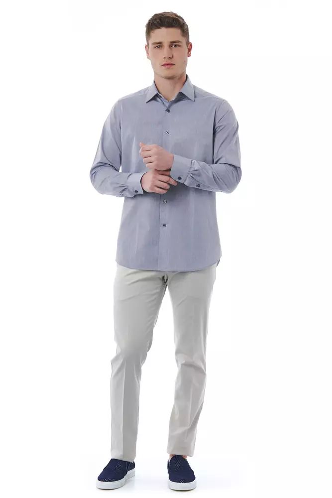 Bagutta Elegant Gray Italian Collar Cotton Shirt