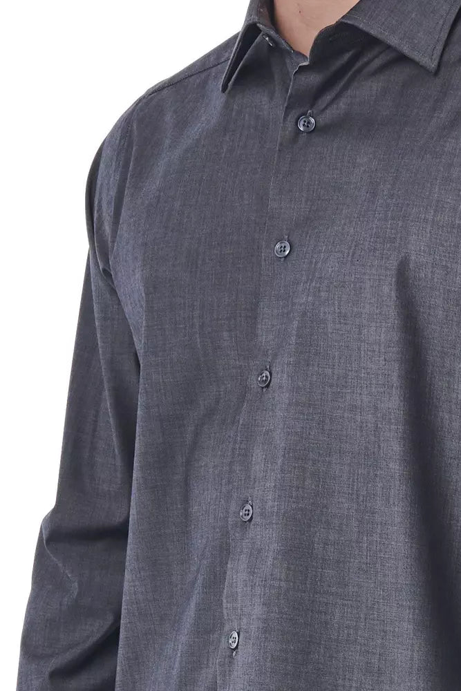 Bagutta Sophisticated Gray Italian Collar Shirt