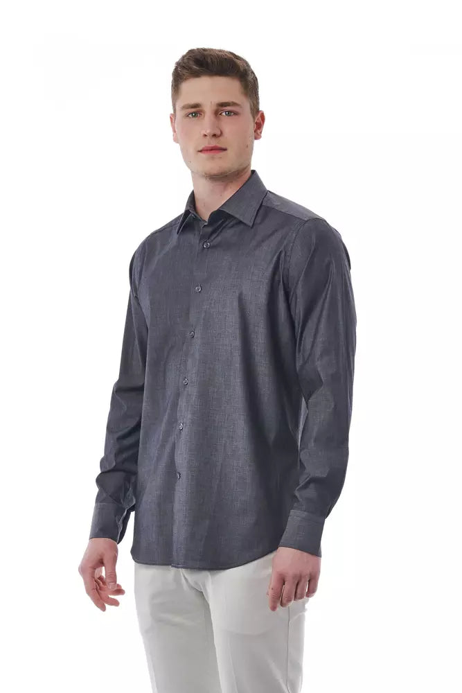 Bagutta Sophisticated Gray Italian Collar Shirt