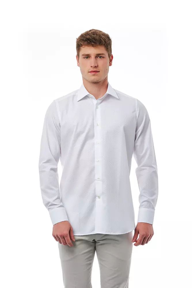 Bagutta Elegant White Italian Collar Cotton Shirt