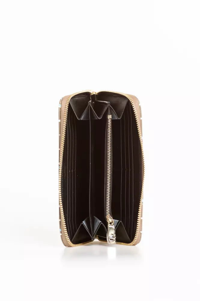 Trussardi Elegant Striped Zip Leather Wallet