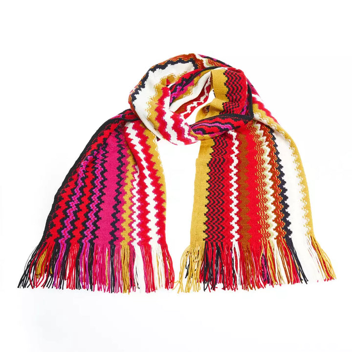 Missoni Geometric Patterned Fringed Scarf in Vibrant Hues