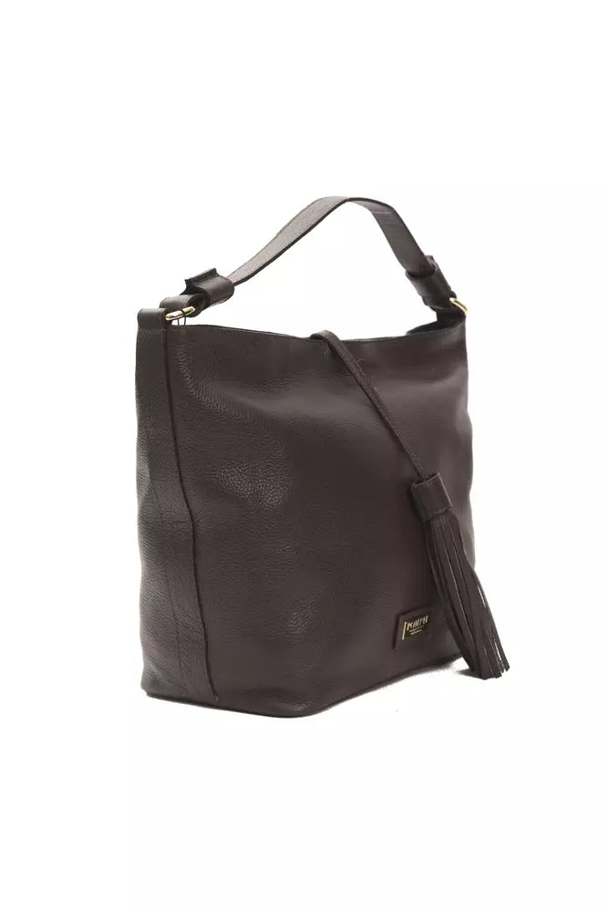 Pompei Donatella Elegant Leather Shoulder Bag in Earthy Brown