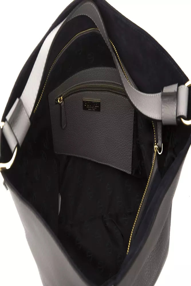 Pompei Donatella Chic Gray Leather Shoulder Bag - Adjustable Strap