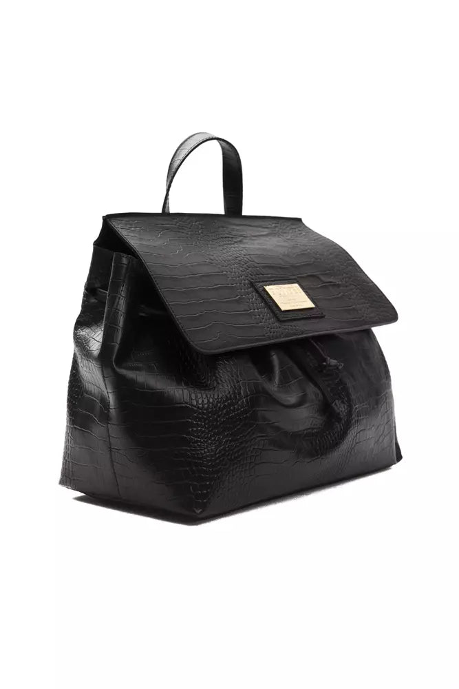 Pompei Donatella Chic Convertible Croc-Print Leather Bag