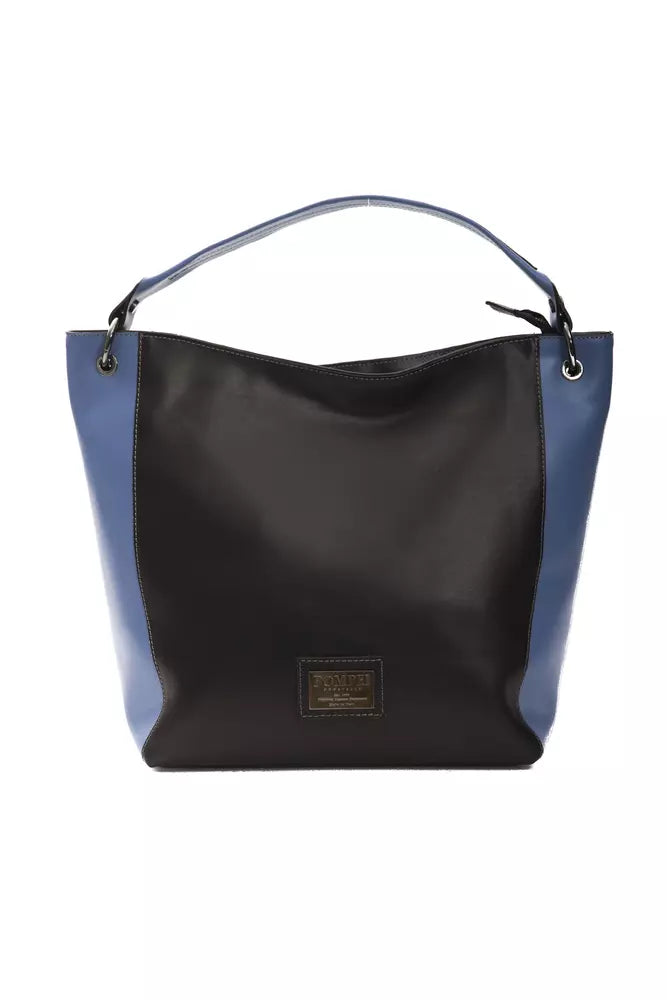 Pompei Donatella Chic Black Leather Shoulder Bag